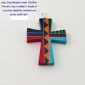 inlay cross pendant